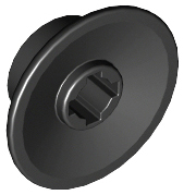 Train Wheel Small, hole notched for wheels holder pin in Black