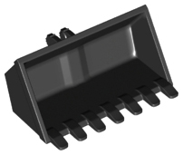 Construction Vehicle Bucket 3 x 6 with Hinge, Reinforced Center in Black