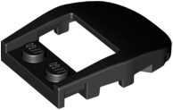 Brick Wedged, Curved 4 x 3 Recessed Back with Opening, Two Studs [Plain] in Black