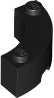 Brick Round Corner 3 x 3 Macaroni with 2 Studs in Black