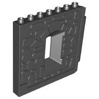 Duplo Building Wall 1 x 8 x 8 with Window Opening - Castle in Black