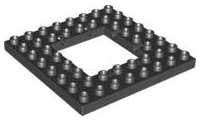 Duplo Plate 8 x 8 with Trap Door Opening in Black