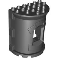 Duplo Building Wall, 4 x 6 x 6 Curved Turret (Castle) in Black