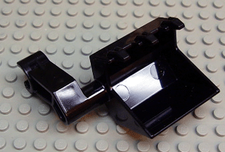 Duplo Excavator Bucket 2 x 2 x 2 with Three Teeth and Angled Arm Clip (Benny) in Black
