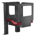Duplo Forklift Cabin with Dark Red Mudguards and Forklift Rails (Sumsy) in Black