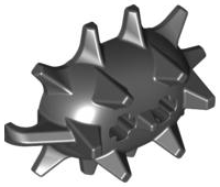 Weapon Spiked Ball Half with 2 Axle Holes in Black