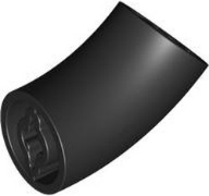 Brick Round 2 x 2 D. Tube with 45° Elbow and Axle Holes (Crossholes) at Each End [LONG] in Black