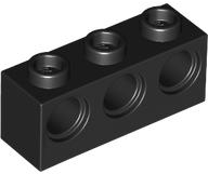 Technic Brick 1 x 3 [3 Pin Holes] in Black