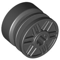 Wheel 18mm x 14mm with Axle Hole, Fake Bolts and Shallow Spokes in Black