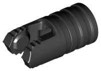 Hinge Cylinder 1 x 2 Locking with 2 Click Fingers and Axle Hole, 7 Teeth in Black
