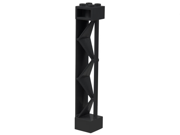 Support 2 x 2 x 10 Girder Triangular Vertical - Type 2 - Open Side Top, 1 Post & 1 Panel in Black