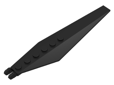 Hinge Plate 1 x 12 Locking with Angled Side Extensions and Tapered Ends, 7 Teeth in Black