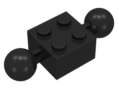 Technic Brick Special 2 x 2 with 10.2mm Balls [Center Mold Indention] in Black