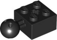 Technic Brick Special 2 x 2 with Ball and Axle Hole, with 6 Holes in Ball in Black