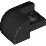 Brick Round, Curved 2 x 2 x 1, Corner in Black