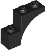 Brick Arch 1 x 3 x 2, Straight End in Black