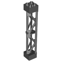 Support 2 x 2 x 10 Girder Triangular Vertical - Type 3 - Axle Hole, 3 Posts in Black