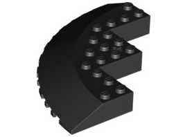 Brick Round Corner 10 x 10 with Slope 33° Edge, Axle Hole, Facet Cutout in Black