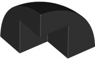 Brick Round Corner, Curved 2 x 2 x 1 2/3 Quarter Dome with 1 Cutout in Black
