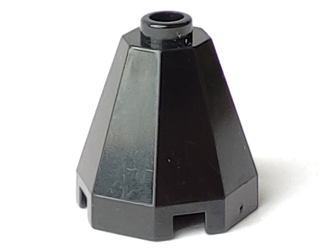Cone 2 x 2 x 1 2/3 Octagonal, Open Stud in Black