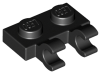 Plate Special 1 x 2 with Clips Horizontal [Open O Clips] in Black
