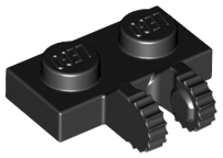 Hinge Plate 1 x 2 Locking with 2 Fingers on Side, 9 Teeth in Black