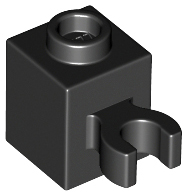 Brick Special 1 x 1 with Clip Vertical [Open O Clip, Hollow Stud] in Black