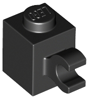 Brick Special 1 x 1 with Clip Horizontal in Black