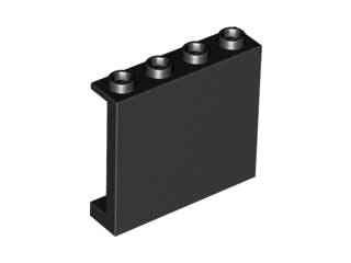 Panel 1 x 4 x 3 [Side Supports / Hollow Studs] in Black