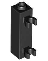 Brick Special 1 x 1 x 3 with 2 Clips Vertical [Hollow Stud, Open O Clips] in Black