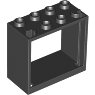 Window 2 x 4 x 3 Frame with Hollow Studs in Black