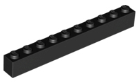 Brick 1 x 10 in Black