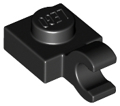 Plate Special 1 x 1 with Clip Horizontal [Thick Open O Clip] in Black