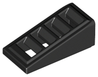 Brick Sloped 18° 2 x 1 x 2/3 with 4 Slots / Grate in Black