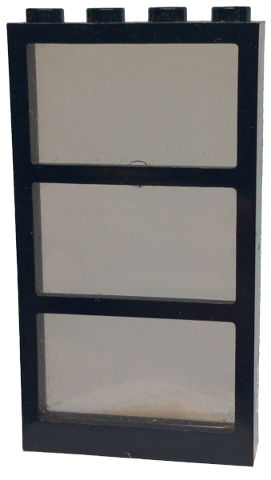 Window 1 x 4 x 6 Frame with 3 Panes, with Fixed Trans-Light Blue Glass in Black