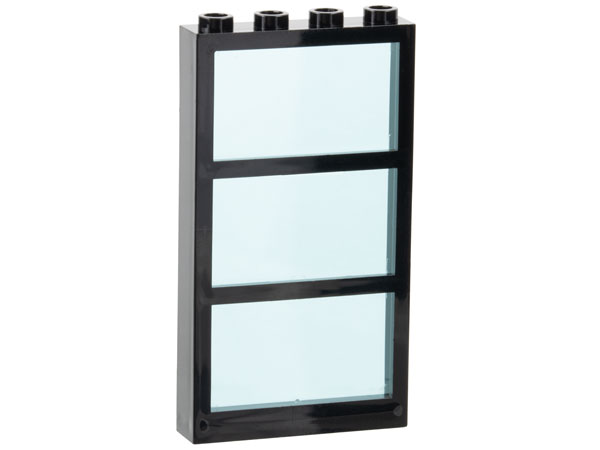 Window 1 x 4 x 6 Frame with 3 Panes, Fixed Glass with Trans-Dark Blue Glass in Black