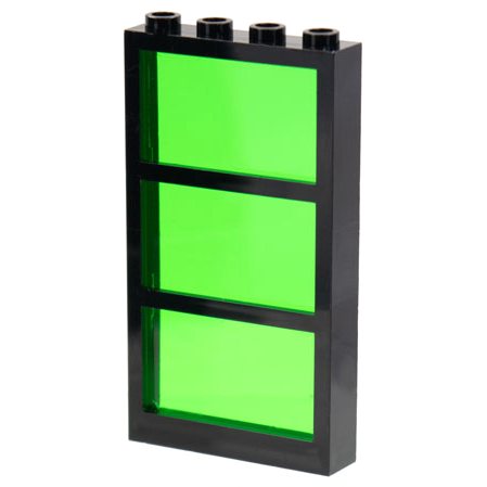 Window 1 x 4 x 6 Frame with 3 Panes, Fixed Glass with Trans-Brown Glass in Black