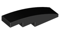 Brick Curved 4 x 1 No Studs [Stud Holder with Asymmetric Ridges] in Black