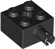 Brick Special 2 x 2 with Pin and Axle Hole in Black