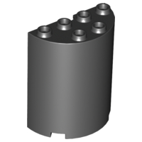 Cylinder Half 2 x 4 x 4 in Black