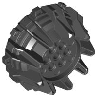 Wheel Hard Plastic with Small Cleats and Flanges in Black