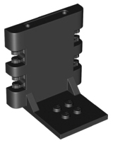 Hinge Bracket 4 x 5 x 5 Locking with 2 Fingers, Two on Each Side, 7 Teeth in Black