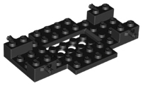 Vehicle Base 6 x 10 x 1 with Wheels Holder and 4 x 2 Recessed Center, Corner Cutouts with Smooth Underside in Black