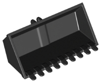 Construction Vehicle Bucket 4 x 8 with Locking 2 Finger Hinge, Raised Inside in Black