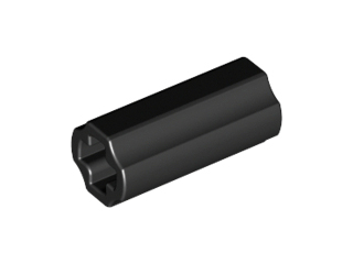 Technic Axle Connector Smooth [with x Hole + Orientation] in Black