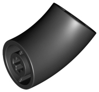 Brick Round 2 x 2 D. Tube with 45° Elbow and Axle Holes (Crossholes) at Each End [SHORT] in Black