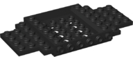 Vehicle Base 6 x 12 x 1 with Holes, 5 x 4 Recessed Center, 6 Studs On sides, 1 x 2 Cutouts on Ends in Black