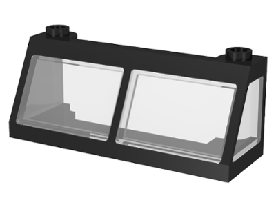 Windscreen 2 x 6 x 2 Train with Trans-Clear Glass in Black