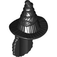 Hair and Hat, Witch, Staggered with Long Curly Hair in Black