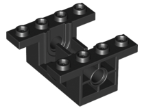 Gearbox 4 x 4 x 1 2/3 with 1 x 2 Cutouts, Pin Holes in Black